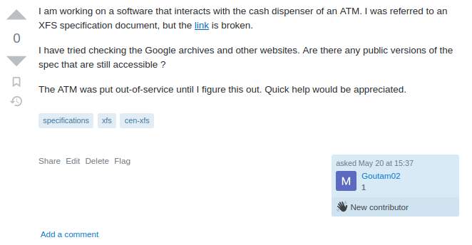 Associated StackOverflow Post for the XFS Payload Hint